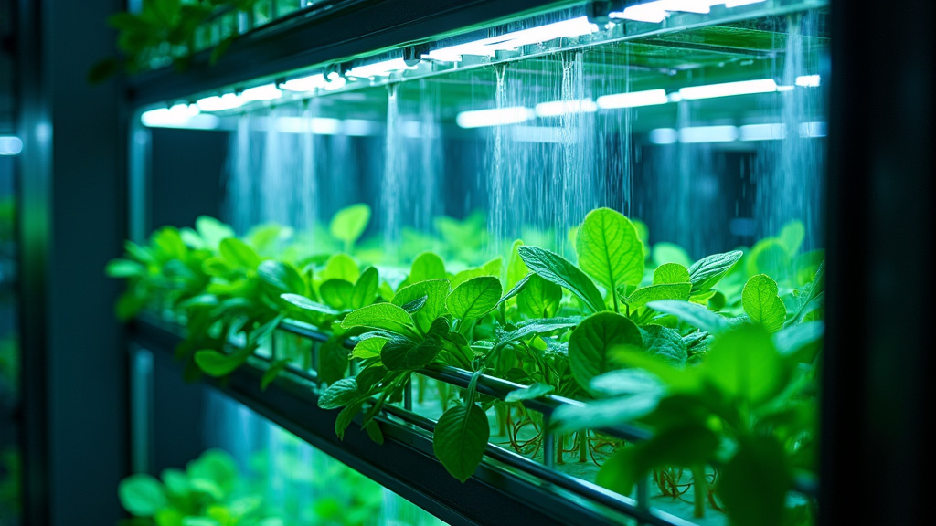 Racines de plantes en aéroponie suspendues dans l'air