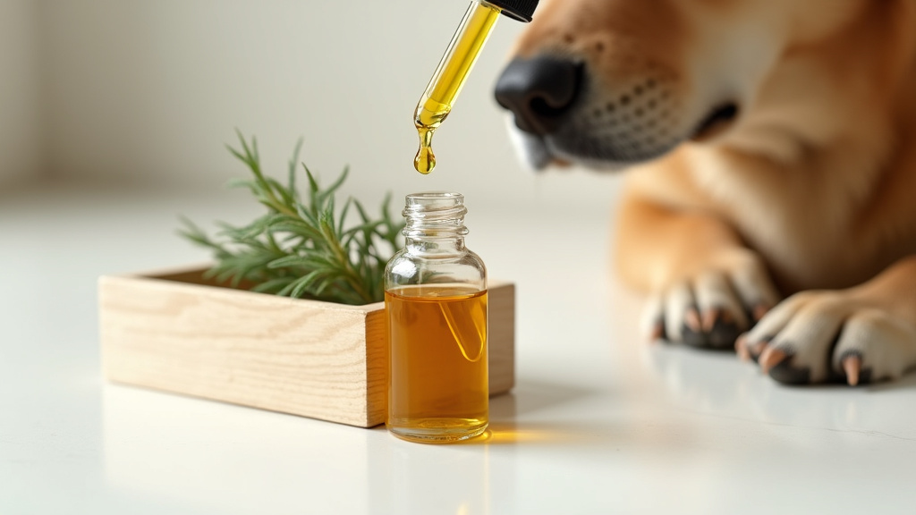 Chien senior recevant des friandises au CBD de la main de son maître