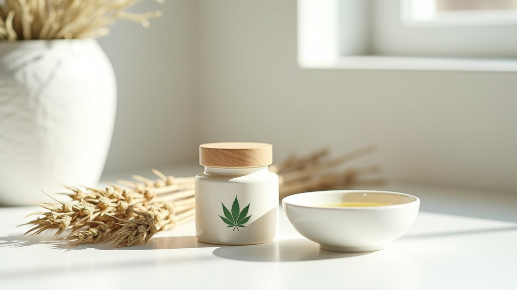 Fleurs de CBD séchées dans des bocaux en verre, inspirées de l'esthétique californienne