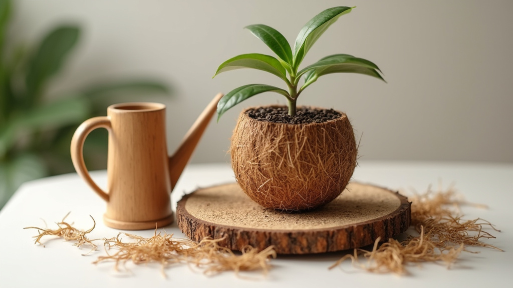 Fibre de coco utilisée comme paillis dans un jardin potager