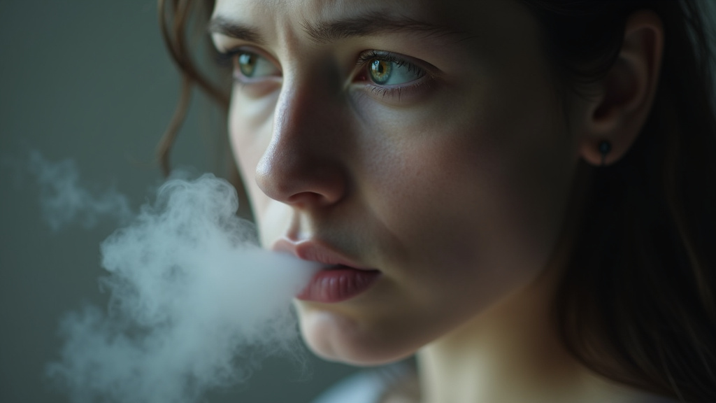 Personne utilisant une cigarette électronique avec des effets néfastes sur les poumons illustrés en arrière-plan