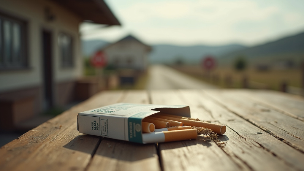 Sachet de tabac à rouler sur fond vert