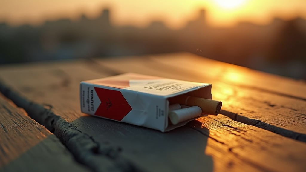 Paquet de Marlboro Red sur fond sombre avec indication du prix en euros