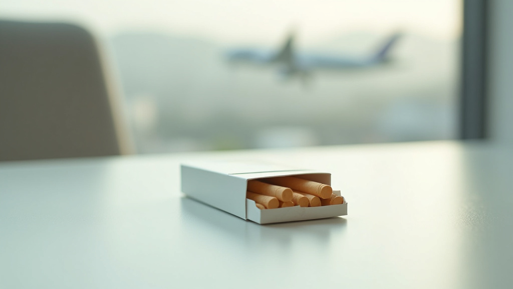 Voyageur avec valise contenant des cartouches de cigarettes à l'aéroport