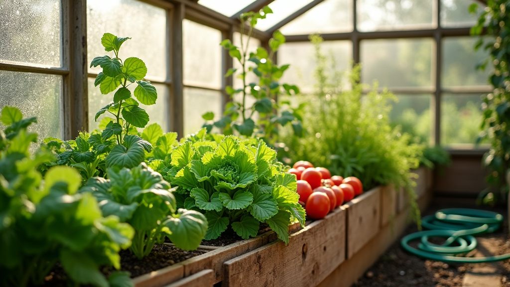 Légumes fraîchement récoltés dans une serre
